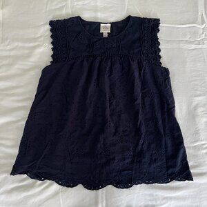 Pink Rose Linen Eyelet Tank Top